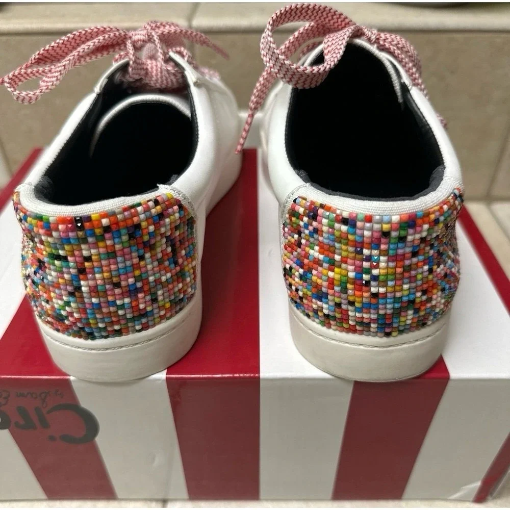 Circus‎ by Sam Edelman White Beaded Heal Sneakers, Size 8.5